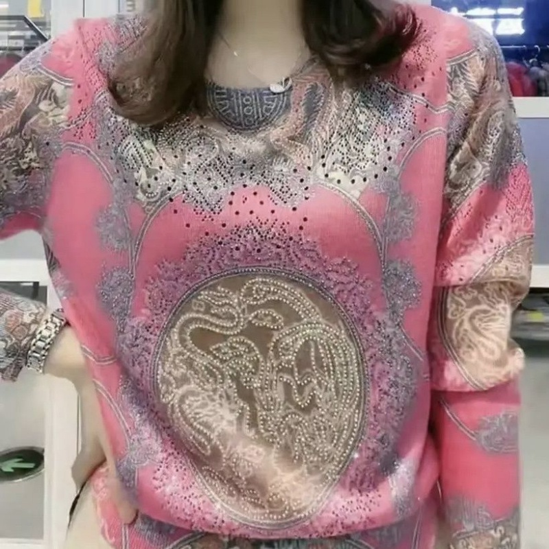 Áo Sơ Mi Tay Dài Dáng Rộng In Họa Tiết Thời Trang Mùa Thu Cho Phụ Nữ Trung Niên