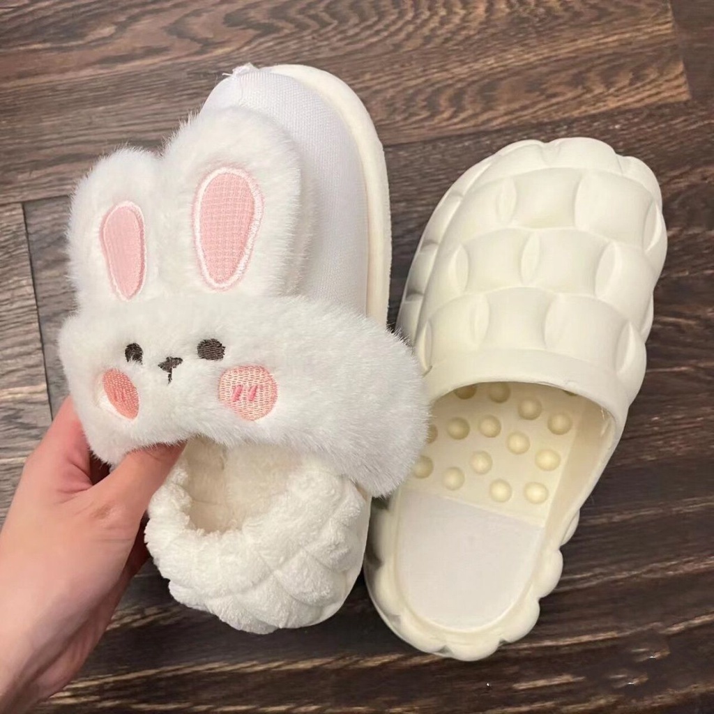 Dép Lông Hình Thỏ Đi Trong Nhà, Văn Phòng, Dạo Phố Cho Nữ Dễ Thương,Mùa Đông Ấm Áp Chống Trượt