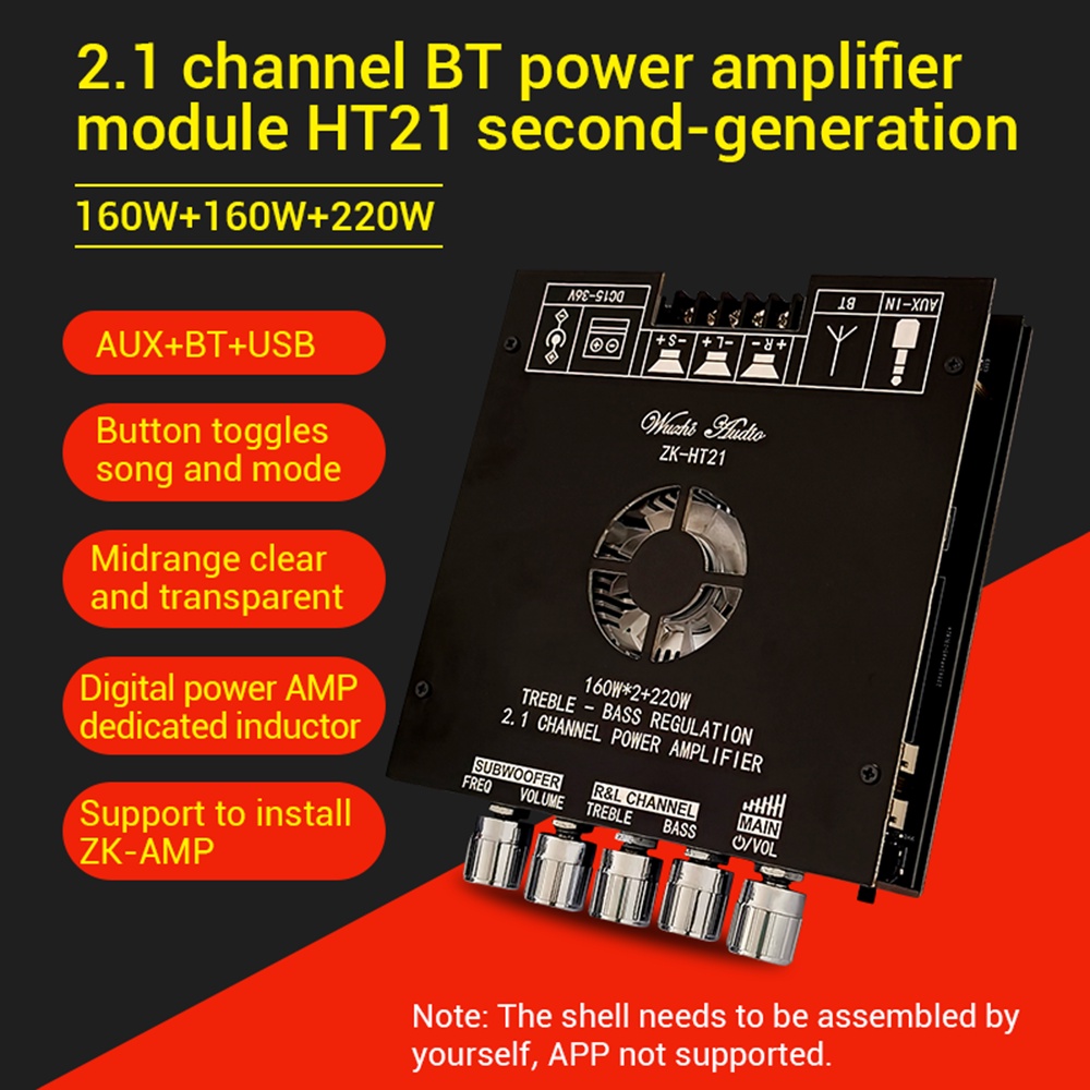 DIYMORE Mô Đun Khuếch Đại Âm Thanh bluetooth zk-ht21-2g 2.1 tda7498e 160wx2 + 220w