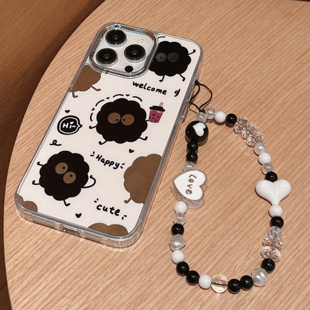 Dễ Thương Ốp Điện Thoại silicone Mềm Chống Sốc In Hình Trái Tim Phối Dây Xích Cho iphone 11 15 14 13 12 pro max x xr