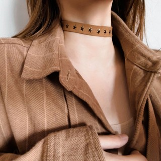 Vòng cổ choker bằng da màu nâu / xanh dương / xám ngọt ngào