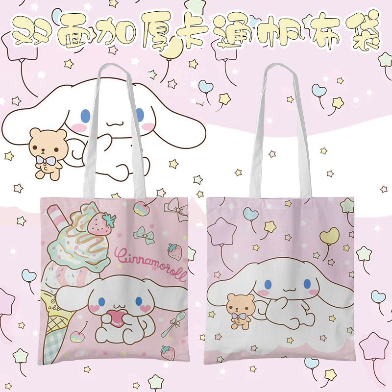 Sanrio Túi Xách Vải canvas In Hình Hoạt Hình Đáng Yêu Cho Nữ