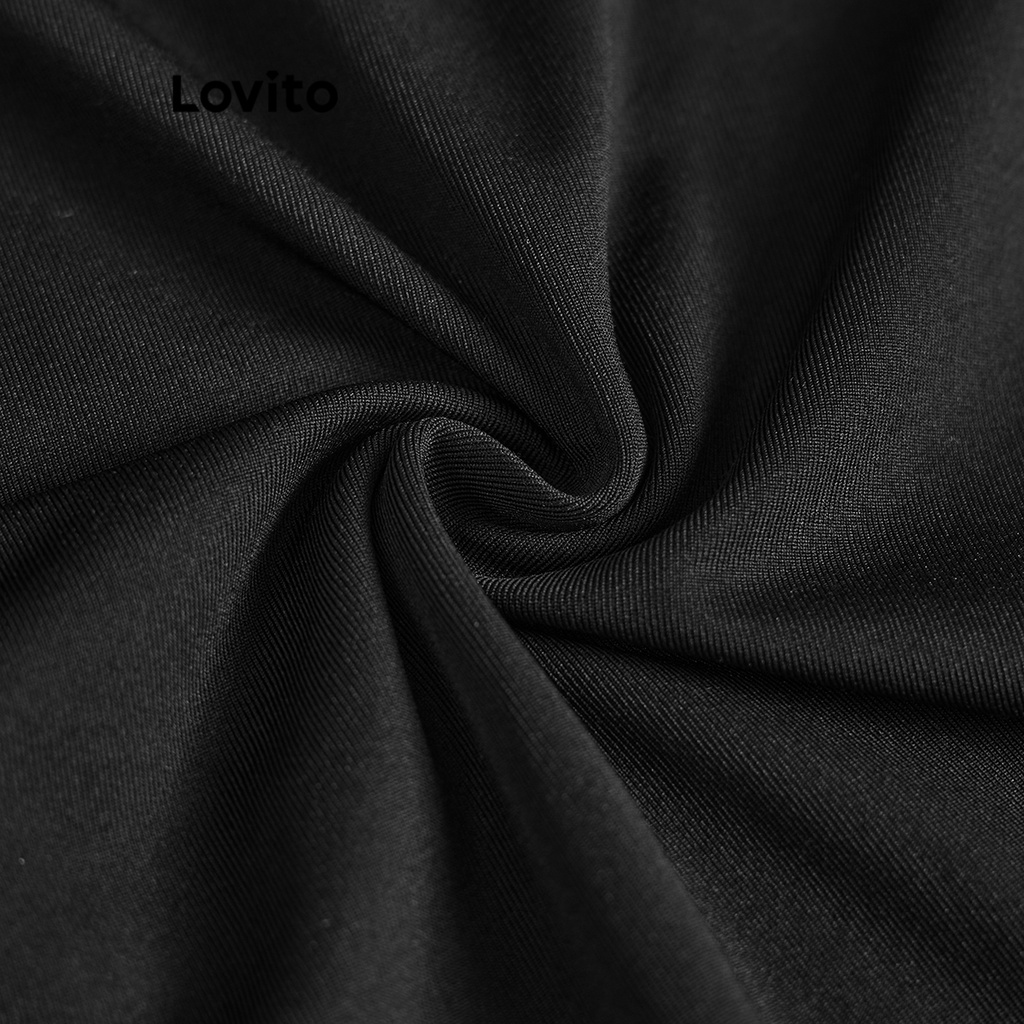 Đầm Lovito xẻ phía sau hở lưng màu trơn thường ngày cho nữ L68ED173