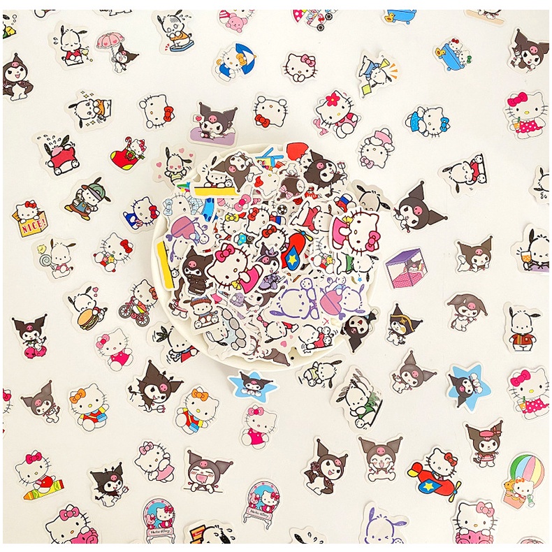 Set 100 sticker Dán Trang Trí diy Hình sanrio melody Dễ Thương