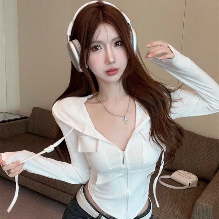 Áo Khoác Có Nón Phối Khóa Kéo Thời Trang Hàn Quốc