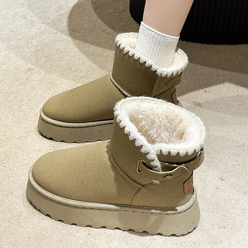 Giày Bốt Đi Tuyết Lót Nhung cotton Dày Dặn Giữ Ấm Mùa Đông Phong Cách Mới Cho Nữ