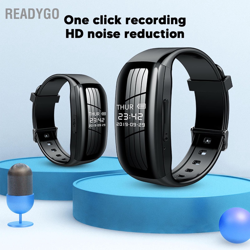 ReadyGo Đồng hồ ghi âm kỹ thuật số giảm tiếng ồn HD Vòng đeo tay kích hoạt bằng giọng nói cho cuộc họp kinh doanh phỏng vấn