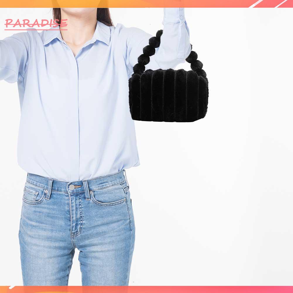 Túi Xách Đeo Vai Bằng Lông Giả Màu Trơn Đơn Giản Cho Nữ