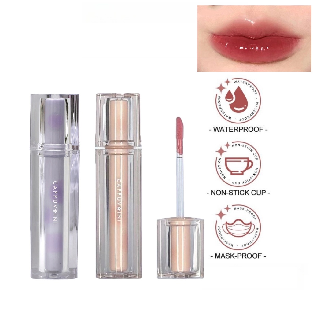Cappuvini Bề Mặt Gương Son Men 3D Pha Lê Mini Son Bóng Chống Thấm Nước Lâu Dài Không Dính Môi Khỏa Thân Cao Cấp Bé Gái quà Tặng LOEY1