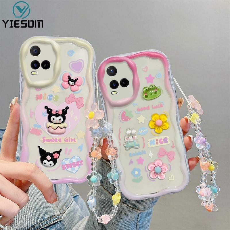Dễ Thương Ốp Điện Thoại Silicon Mềm Trong Suốt Họa Tiết Hoạt Hình 3d Có Dây Đeo Cho vivo y21s y21t y21a y33s y33t y21 2021