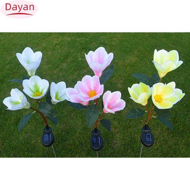 2023!! Đèn led Năng Lượng Mặt Trời Chống Thấm Nước Hình Hoa Mộc Lan Trang Trí Sân Vườn