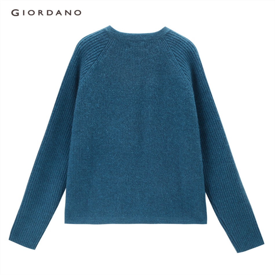 GIORDANO WOMEN Chunky raglan sleeve crewneck loose cardigan 13353781