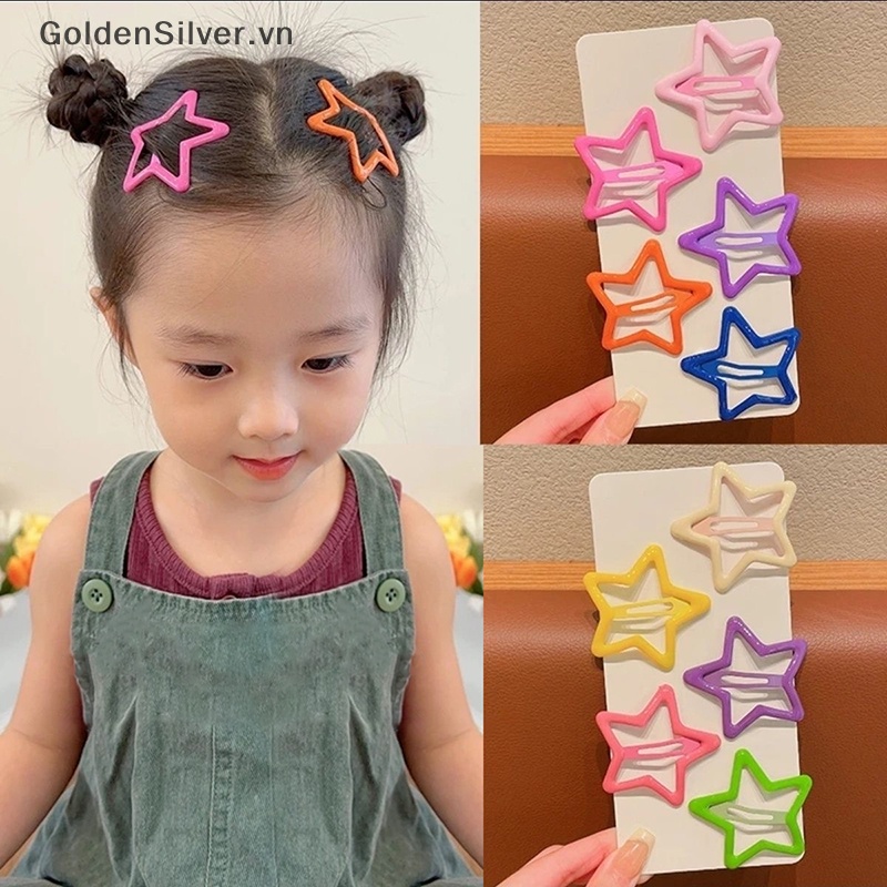 Set 10 Kẹp Tóc Vàng Bạc y2k Phát Sáng Trong Bóng Tối Hình Ngôi Sao / Trái Tim / Kẹp Tóc bb vn