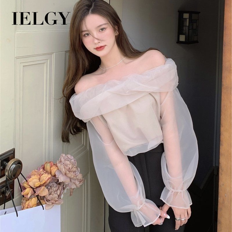 IELGY Áo Sơ Mi Trễ Vai Kết Cấu Cao Cấp Thời Trang Dành Cho Nữ