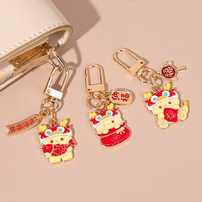 Móc Khóa Hình Rồng / Năm Mới May Mắn Bằng Hợp Kim Phong Cách retro