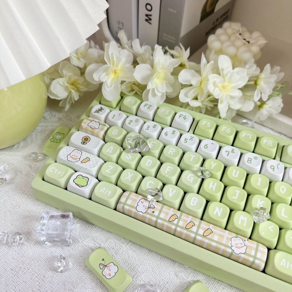 Keycap chủ đề Spring Outing Rabbit, keycaps 123 phím, chiều cao ROA, thăng hoa PBT, phù hợp với bàn phím phím 87/68/84/104/108 ​