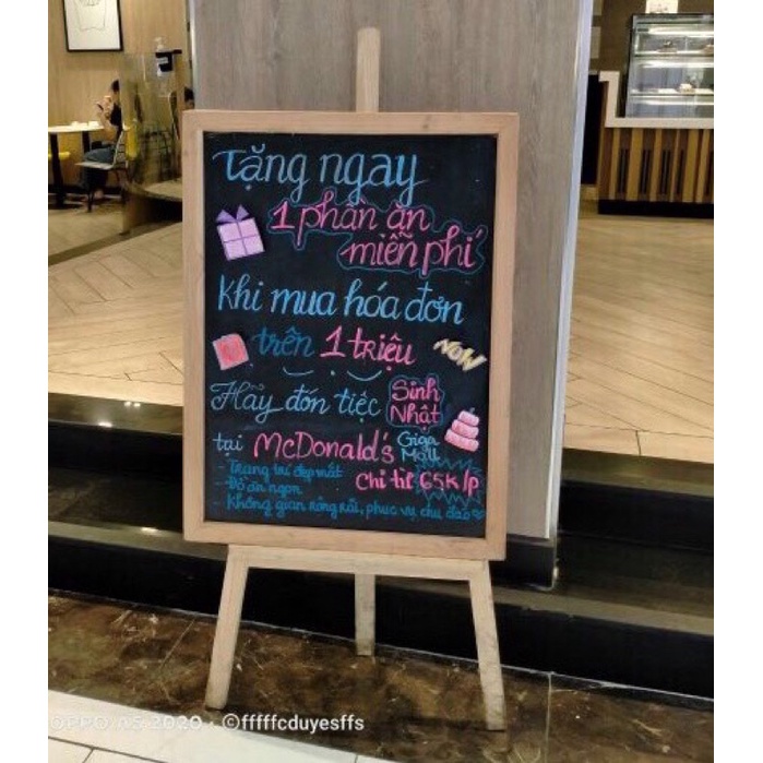 BẢNG ĐEN menu viết phấn khung gỗ thông  cao cấp xóa sạch đủ kích thước
