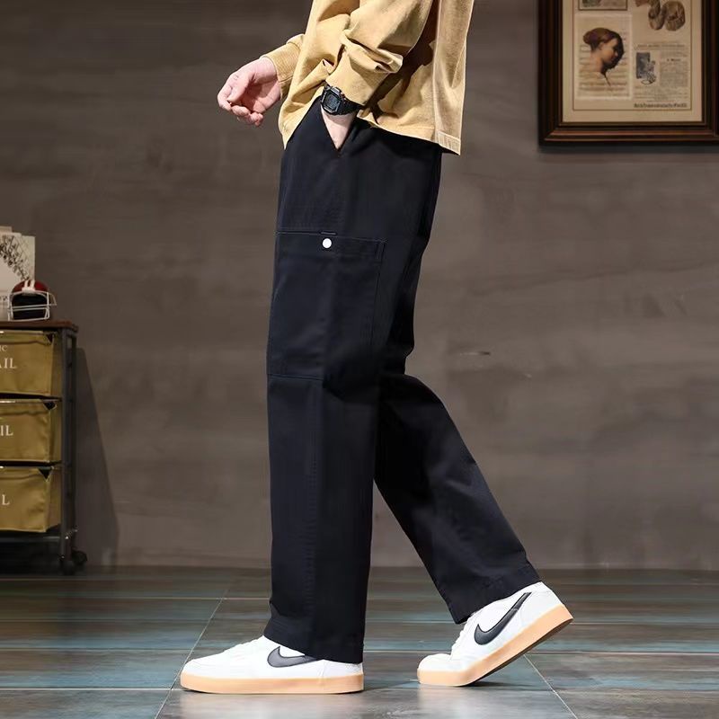 Quần Dài Vải cotton Lưng Thun Ống Rộng Màu Sắc Đơn Giản Thời Trang Cao Cấp Cho Nam