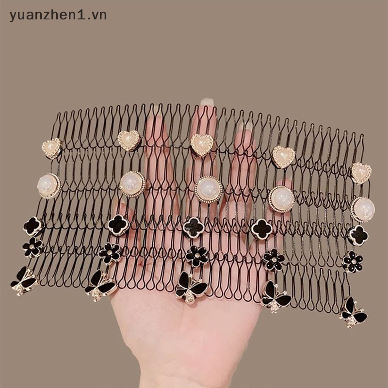 Lược Nhựa Cài Tóc Đính Hoa Và Ngọc Trai Phong Cách vintage Cho Nữ vn