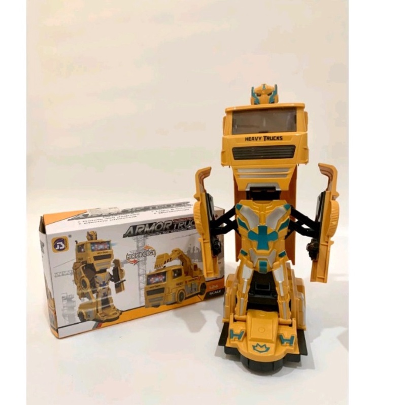 Robot biến hình Transformer biến thành xe múc hàng chạy pin