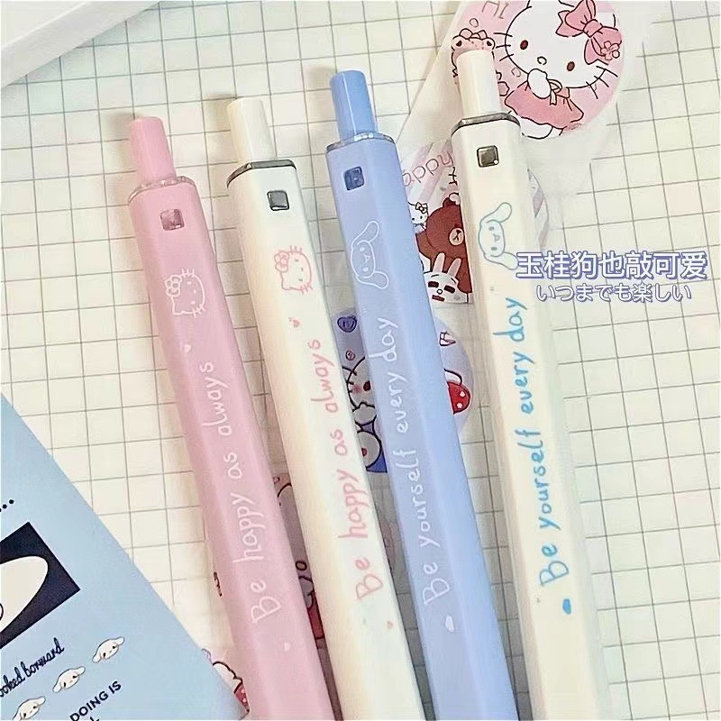 Sanrio Mèo Hello Kitty Dễ Thương Cinnamoroll Vuông Báo Chí Đen 0.5 Mm Bút Gel Học Sinh Đơn Giản Bút Viết-top3C01