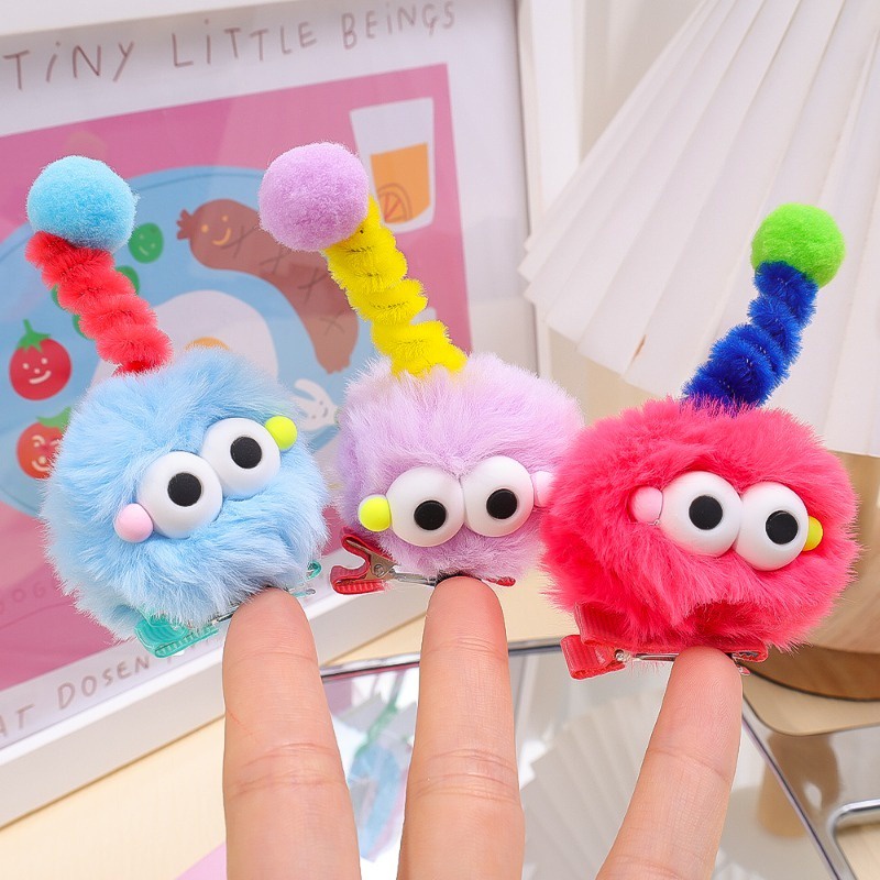 Kẹp Tóc Hình Quái Vật Mắt To Nhồi Bông Dễ Thương Sáng Tạo Vui Nhộn Cho Nữ