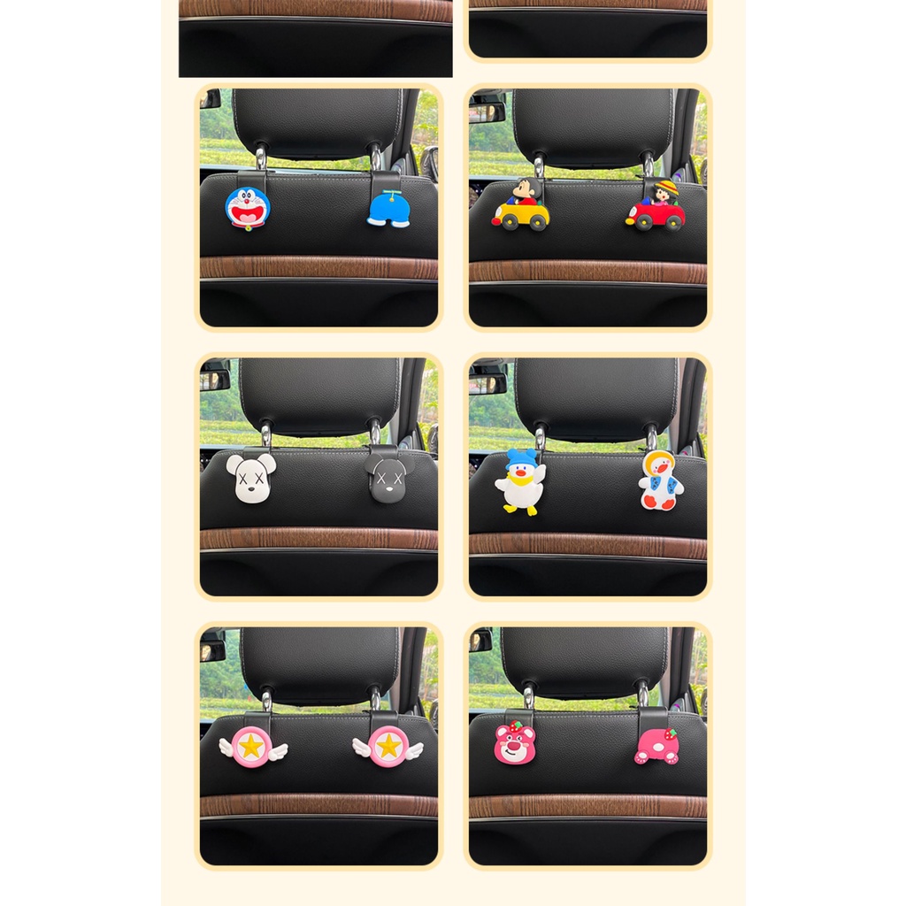 Bộ 2 Móc Treo Đồ Gắn Sau Ghế Xe Hơi Đa Năng Hình doraemon / melody / Cậu Bé Bút Chìa Khóa