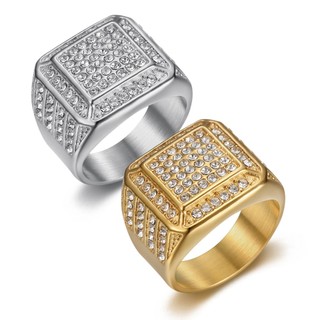 Nhẫn inox đính đá sang trọng size 7-13