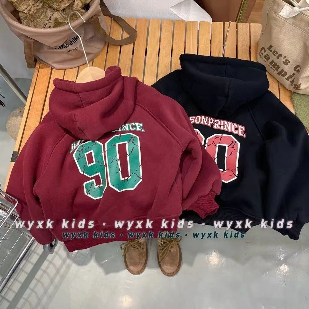 Áo Hoodie Vải Nhung Dày Dặn In Chữ Phong Cách Hàn Quốc Thời Trang Mùa Đông Cho Nam Và Nữ