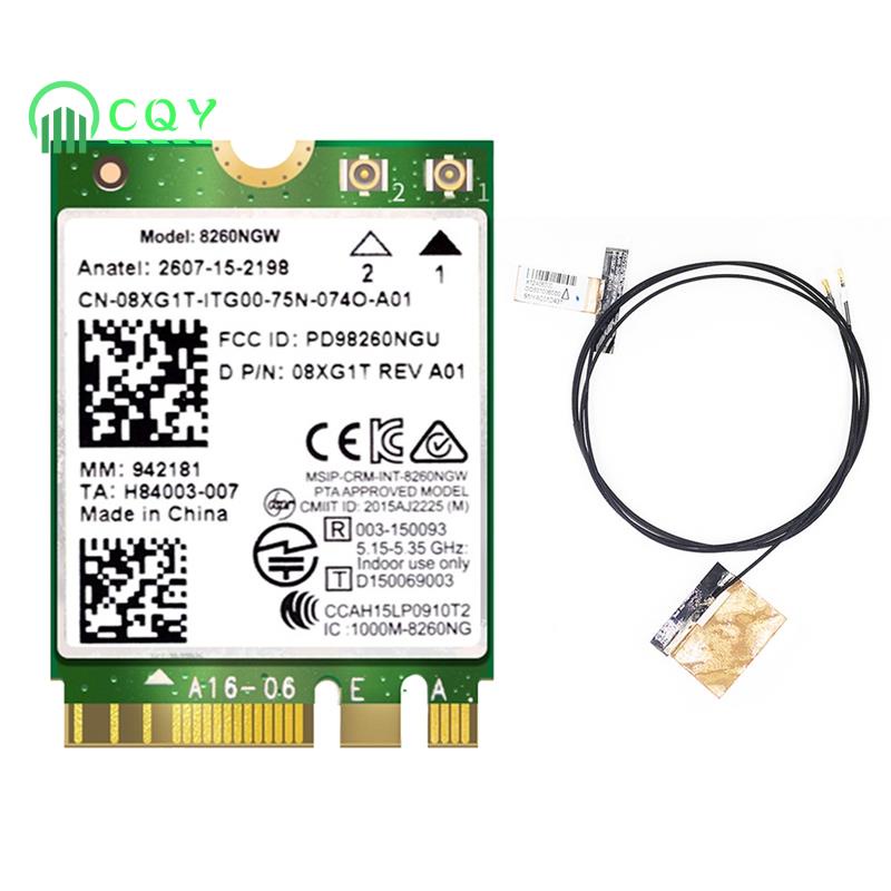 Thẻ wifi 8260 8260ngw + 2 Thẻ wifi 2.4g / 5ghz bluetooth 4.2 ngff m.2 Cho intel ac 8260