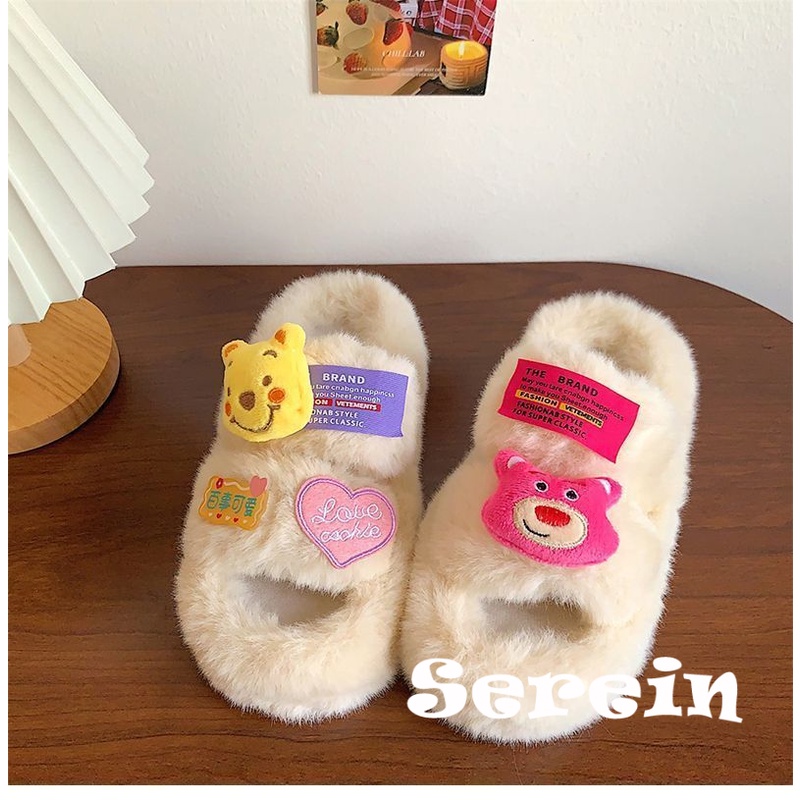 Serein  dép lông dép bông Đế Dày dép quai hậu đế cao 2023 hot trend Đường may tỉ mỉ Thể thao và thời trang Thời thượng Phong cách đơn giản FMR23B0410 44Z231103