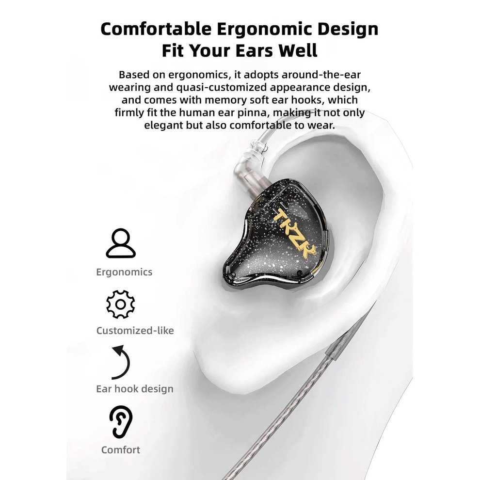 Tkzk Tai Nghe Nhét Tai tk01 Mạ Vàng 2pin Âm Thanh Nổi Bật dd