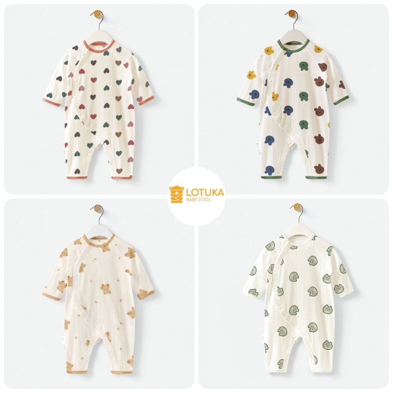 Bodysuit Cotton Thông Hơi LOTUKA Mềm Mát, Thoáng Khí Cho Bé Mặc Thu Đông, Body Sơ Sinh Cao Cấp Từ 3-12kg