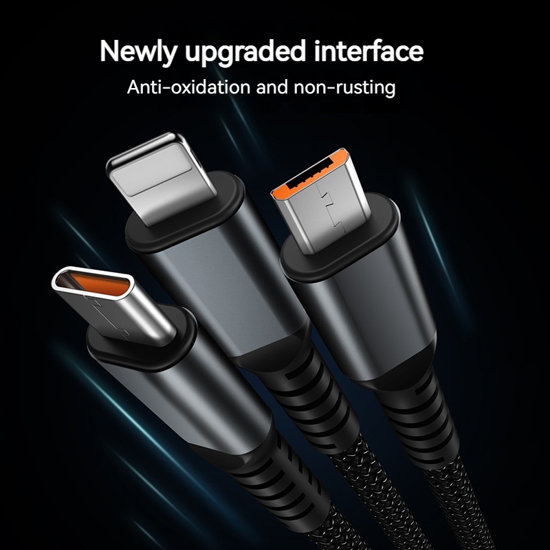 Dây Cáp Sạc Nhanh 3 Trong 1 100w Cho iphone Type C microusb