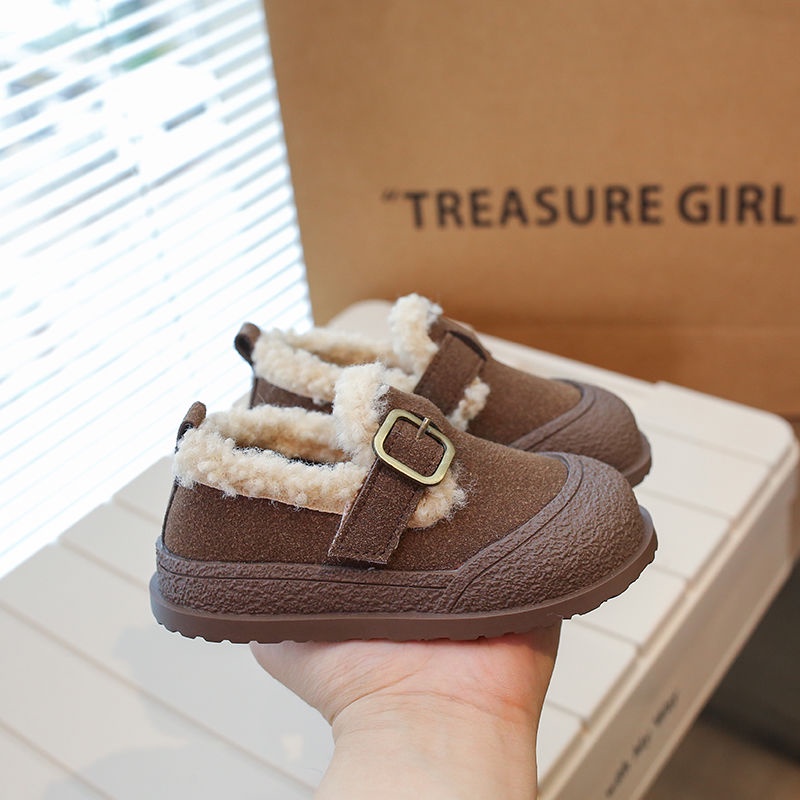 Giày Búp Bê birkenstock Lót Lông Cừu Phong Cách Hàn Quốc Thời Trang Thu Đông Cho Bé Trai Và Bé Gái