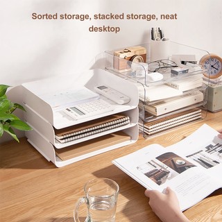 Kệ đựng đồ dùng để bàn/sắp xếp tài liệu/sổ sách có thể xếp chồng lên nhau cho văn phòng/nhà ở