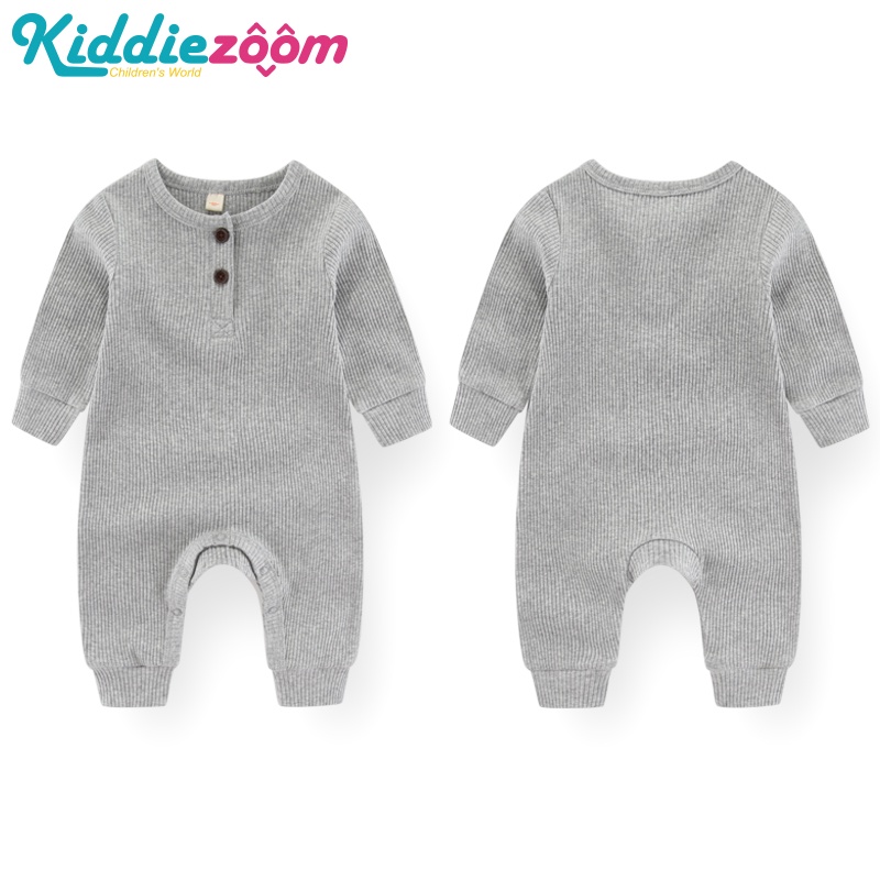 Bộ Áo Liền Quần Bằng cotton Dệt Kim 3 Mảnh Màu Trơn Tay Dài Dành Cho Bé Trai Gái Sơ Sinh