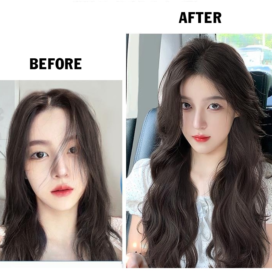 50cm Tóc giả kẹp xoăn sóng làm dày tóc, combo 3 dải kẹp, sợi tơ cao cấp mềm đẹp