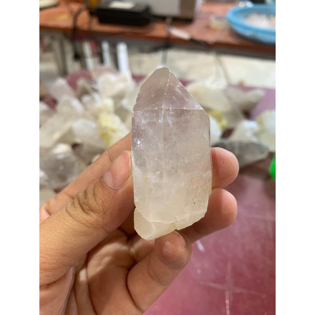 Đá thạch anh trắng nguyên bản thô dùng trang trí nhà cửa thanh tẩy năng lượng cao6cm nặng70gram