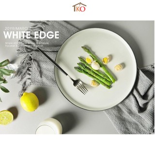 Set 04 chiếc đĩa tròn phẳng bày món Âu tạo hình men cổ sét KT 27cm