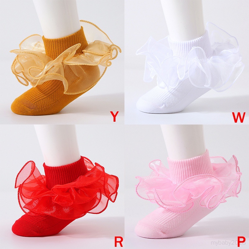 Vớ cotton Mềm Mại Phối Ren Thoáng Khí Không Trượt Cho Bé Gái Sơ Sinh