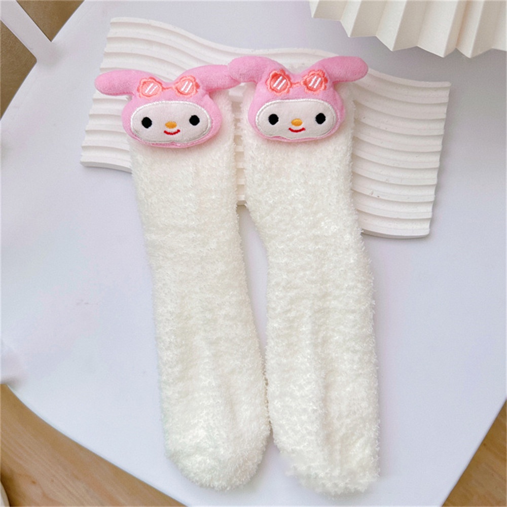 Kawaii Sanrio Kuromi Mymelody Cinnamoroll Pochacco Tất Nhung San Hô Tất đi Sàn Dày Giữ ấm Quà Tặng Giáng Sinh Cho Bé Gái.