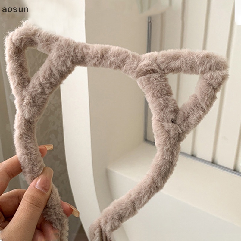Aosun Băng Đô Tai Thỏ Lông Nhung Dễ Thương Xinh Xắn Cho Nữ