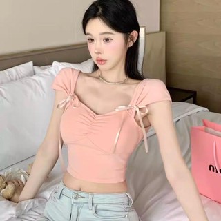 Áo 2 dây đính nơ cổ vuông DaaLaa Store kiểu nhún ngực quyến rũ A5937