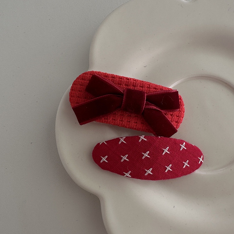 Kẹp Tóc Nơ Màu Đỏ Mừng Năm Mới Đáng Yêu