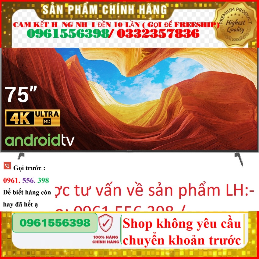 new Smart Tivi Sony 75 Inch KD-75X9000H 4K UHD &lt; Chính hãng BH:24 tháng tại nhà toàn quốc &gt;