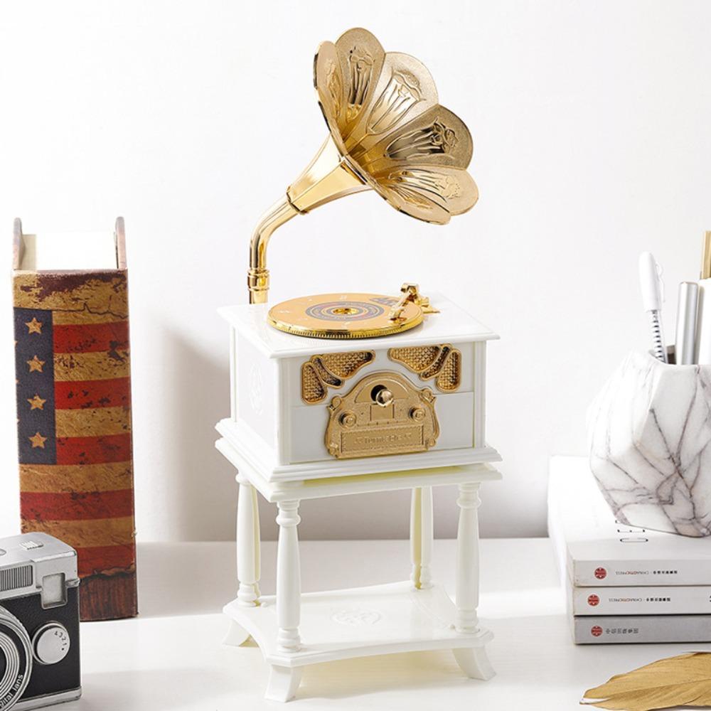 Mmluck gramophone Mô Hình Hộp Nhạc Hình Máy Hát Đĩa Than Cổ Điển Châu Âu