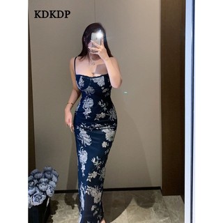 Kdkdp Đầm Dây Ôm Eo In Hoa Văn Dân Tộc Quyến Rũ Ngoại Cỡ mm