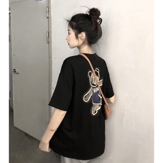 Áo thun nữ form rộng Guguno cotton cổ tròn in basic (A)