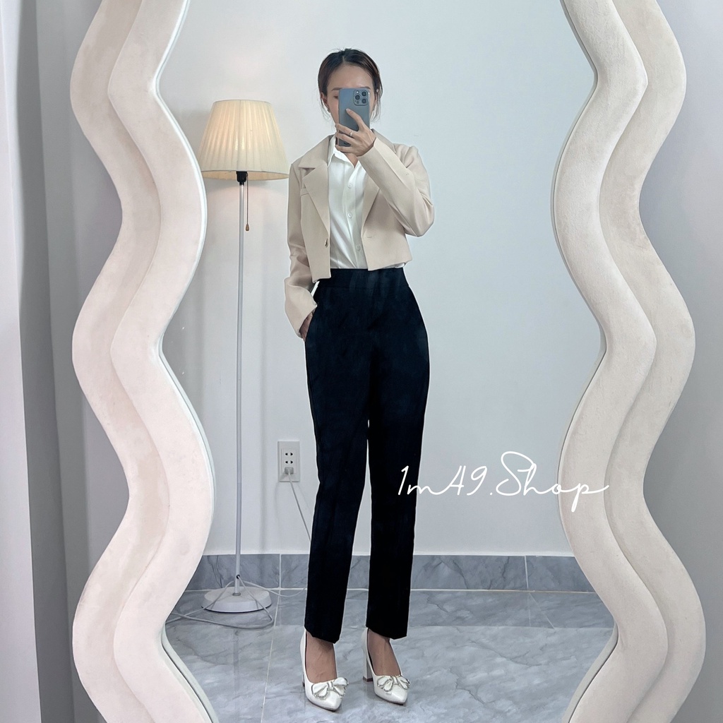 Quần Tây Cạp Cao Chất Tuyết Mưa Khóa Cài P128